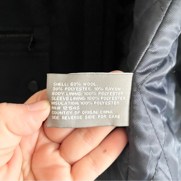 MICHAEL KORS Men's Navy Blue Wool Blend Winter Utility Pea Coat Jacket Large - Picture 8 of 8